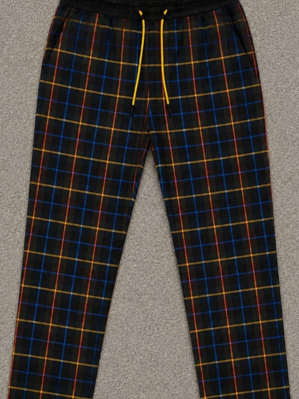 MAN Black Plaid Tartan Drawstring Pants – Streetwear